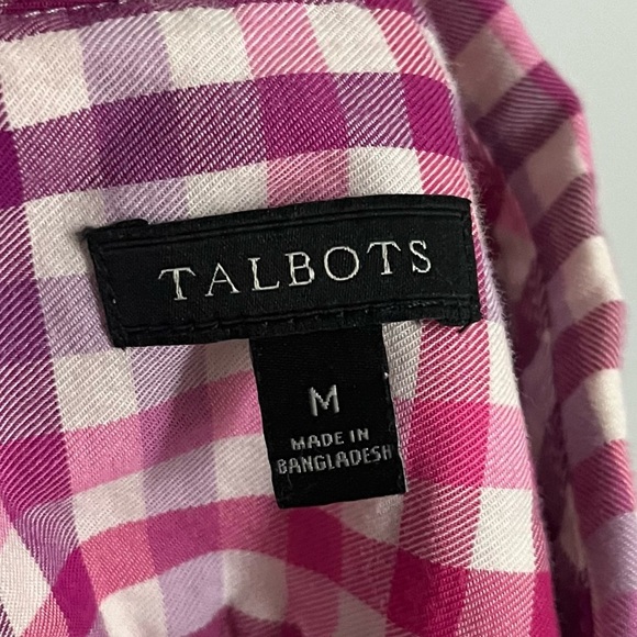 Talbots • Pink Purple White Plaid Button Down Shirt - Picture 4 of 4